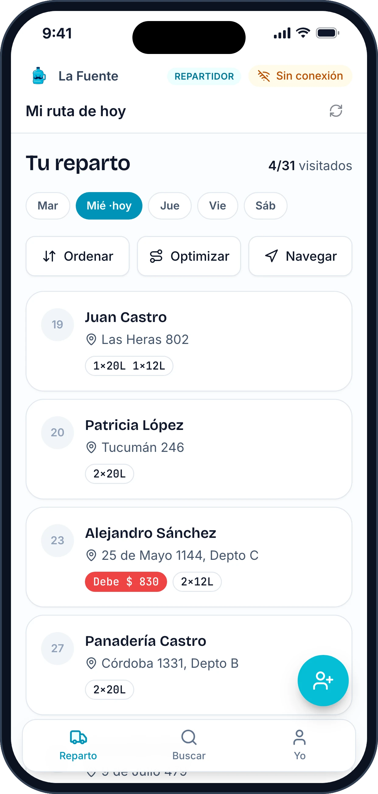 La app funcionando sin conexión